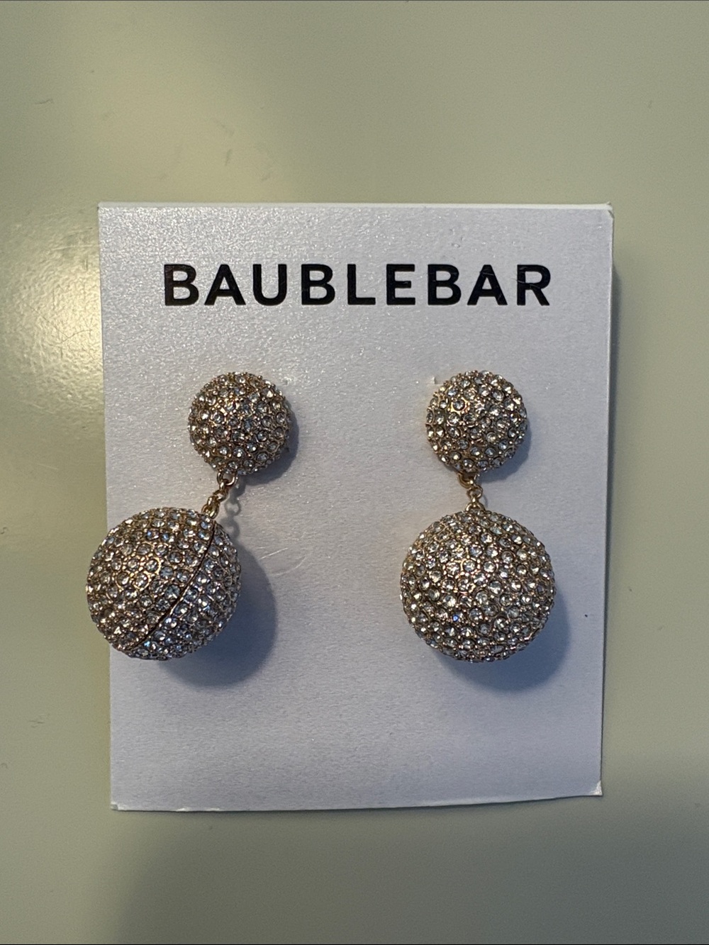 BaubleBar Rose Gold Crystal Double Drop Ball Earrings
